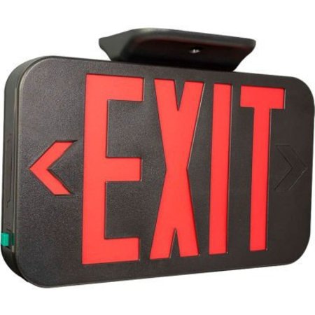 HUBBELL LIGHTING Hubbell CERB LED Exit Sign, Red w/ Black Housing, Battery Back-up CERB